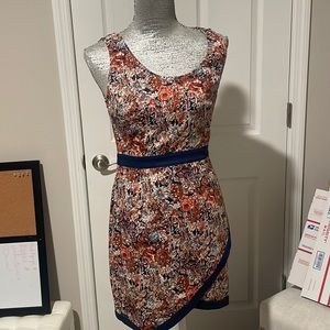 Orange and blue print dress